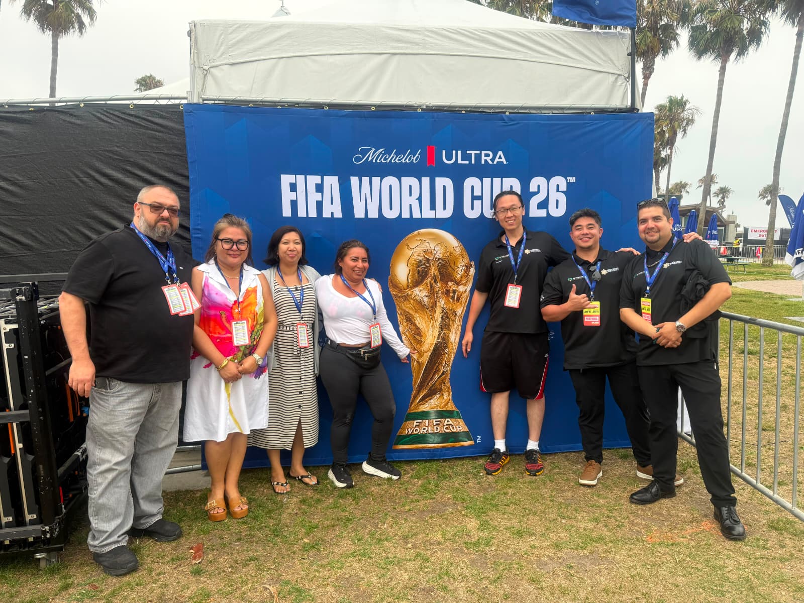 Azzur Workforce Solutions team photo at the FIFA World Cup 2026 event in Venice Beach